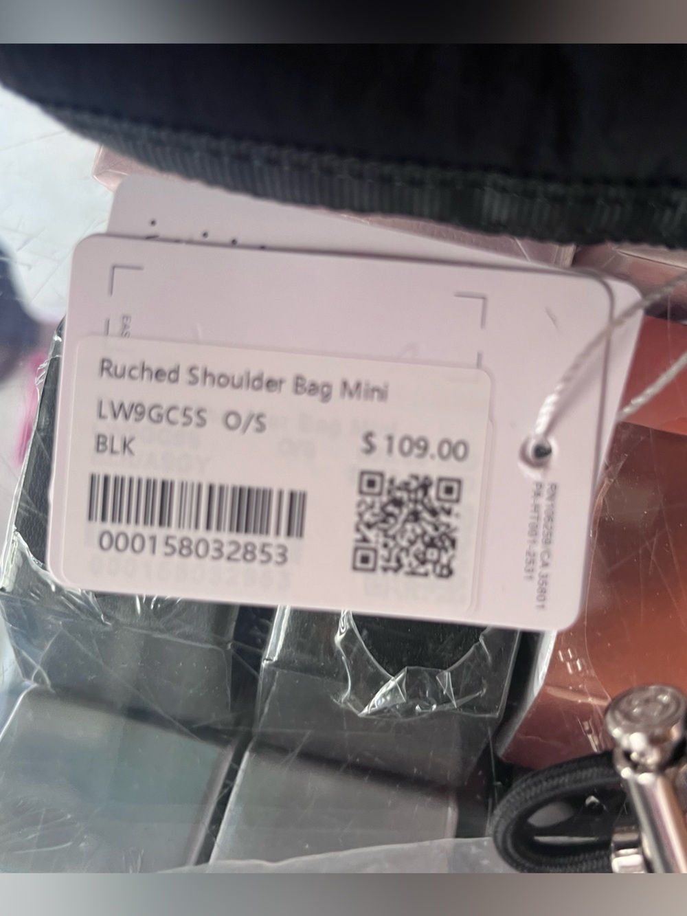 lululemon athletica Black Nylon Shoulder Pouch ruched Braided Strap - Picture 3 of 5